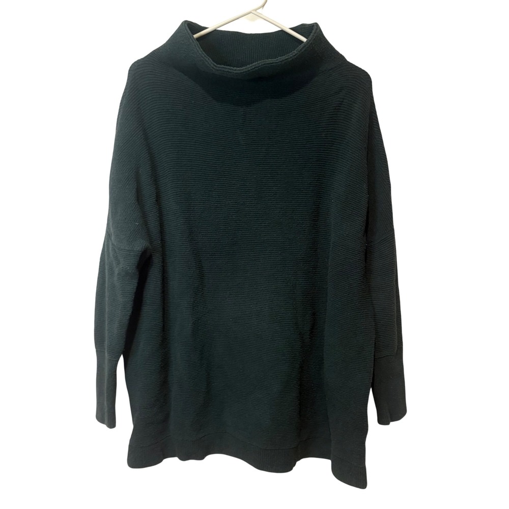 Free People Ottoman Slouchy Tunic Women XS Green Ribbed Mock Neck Oversized